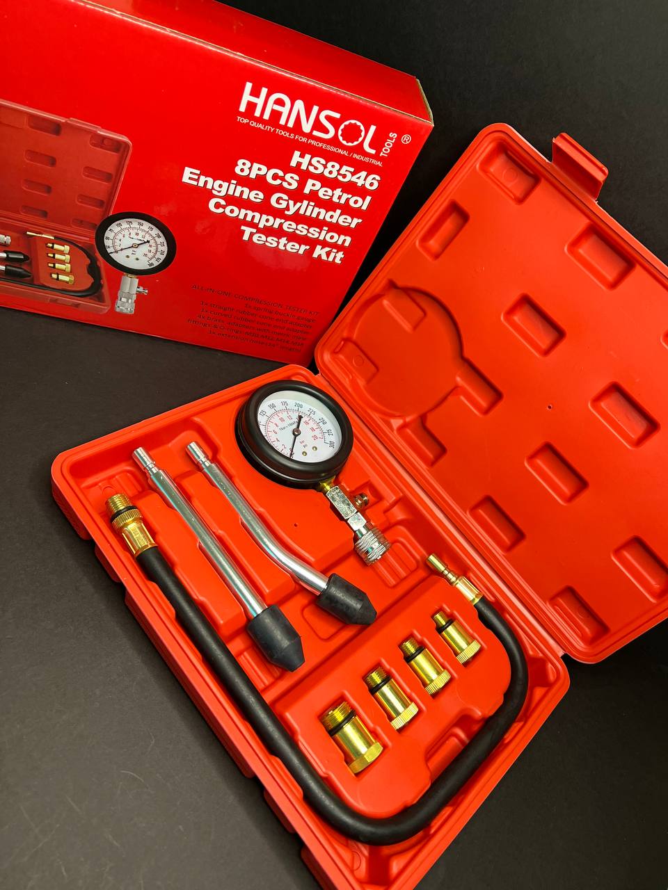 HANSOL TOOLS 8PCS PETROL ENGINE GYLINDER COMPRESSION TESTER KIT