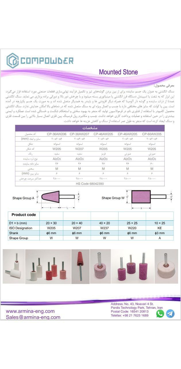 برند COMPOWDER برند تخصصی تولید کننده انواع سنگ های انگشتی و ابزار تیزکنی با افتخار انتخاب اول صنایع