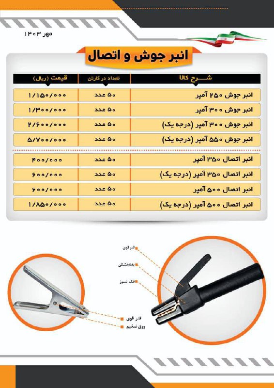 #لیست_قیمت #انبر_جوش و #انبر_اتصال