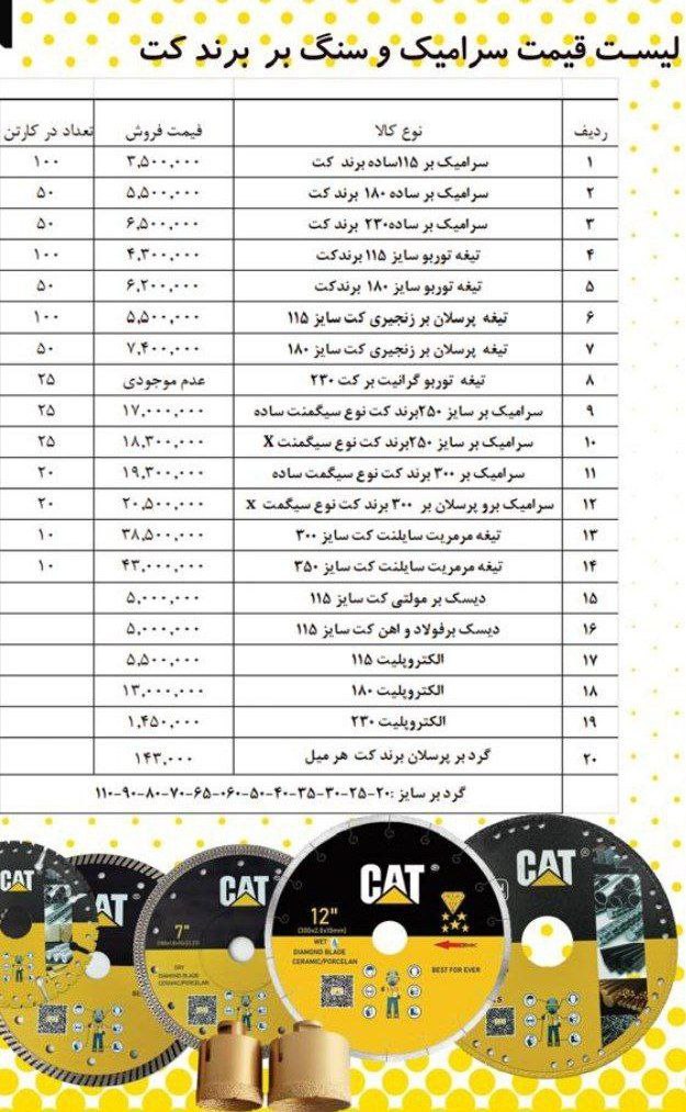  لیست قیمت سرامیک و سنگ بر برند کت