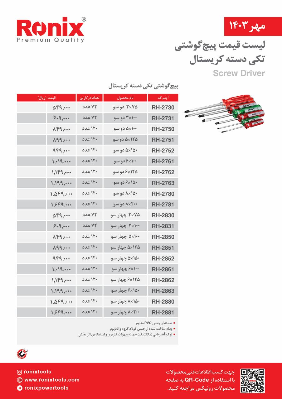 لیست قیمت مهر 1403