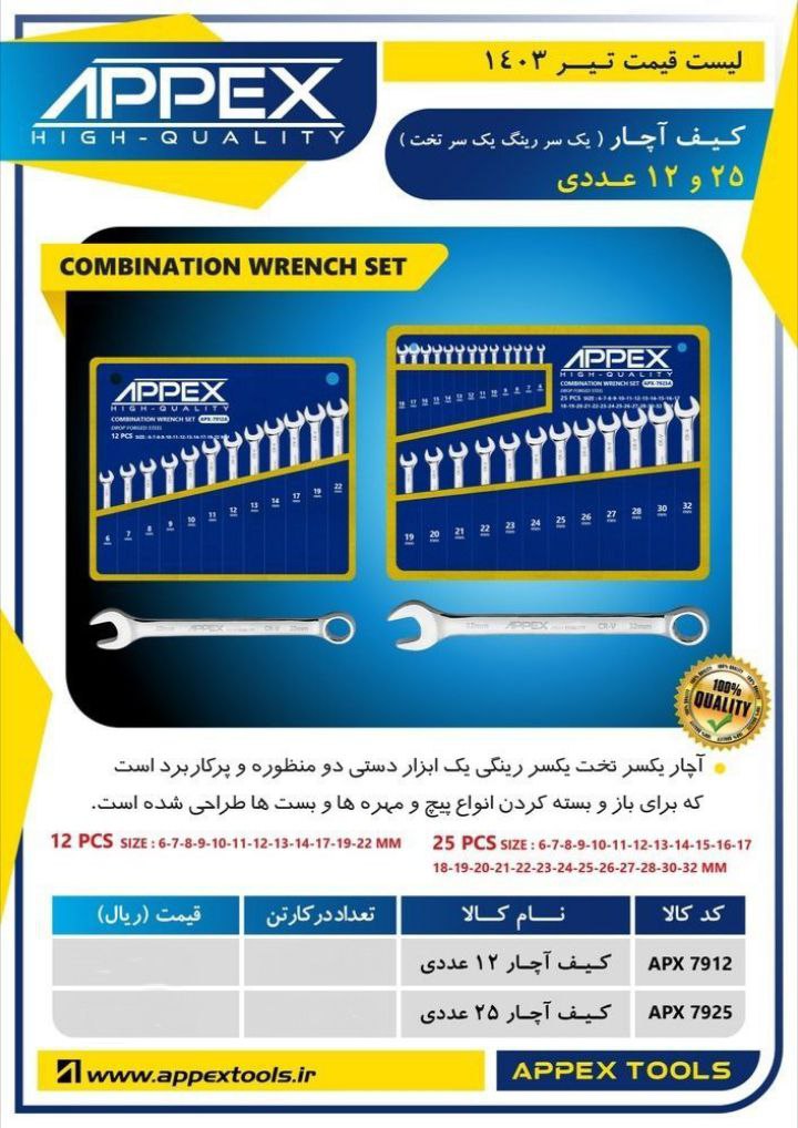 کیف آچار یک سر رینگ یک سر تخت اپکس 