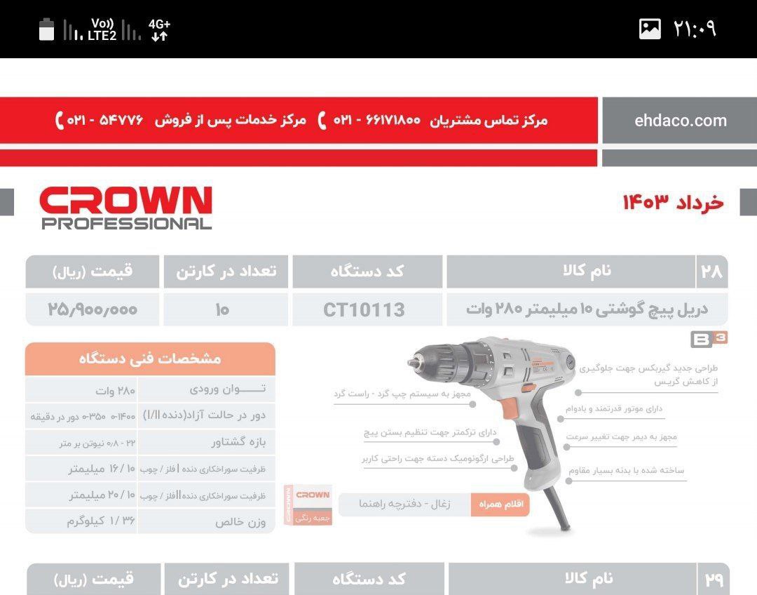 پیچگوشتی برقی ۱۰۱۱۳ کرون 