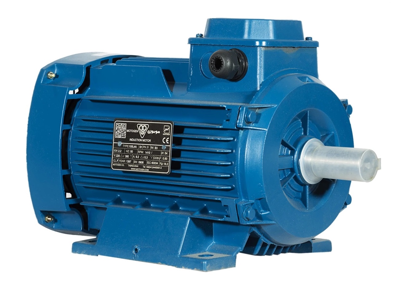 الکتروموتور موتوژن سه فاز 3 اسب 2/2 کیلووات پوسته آلومینیوم