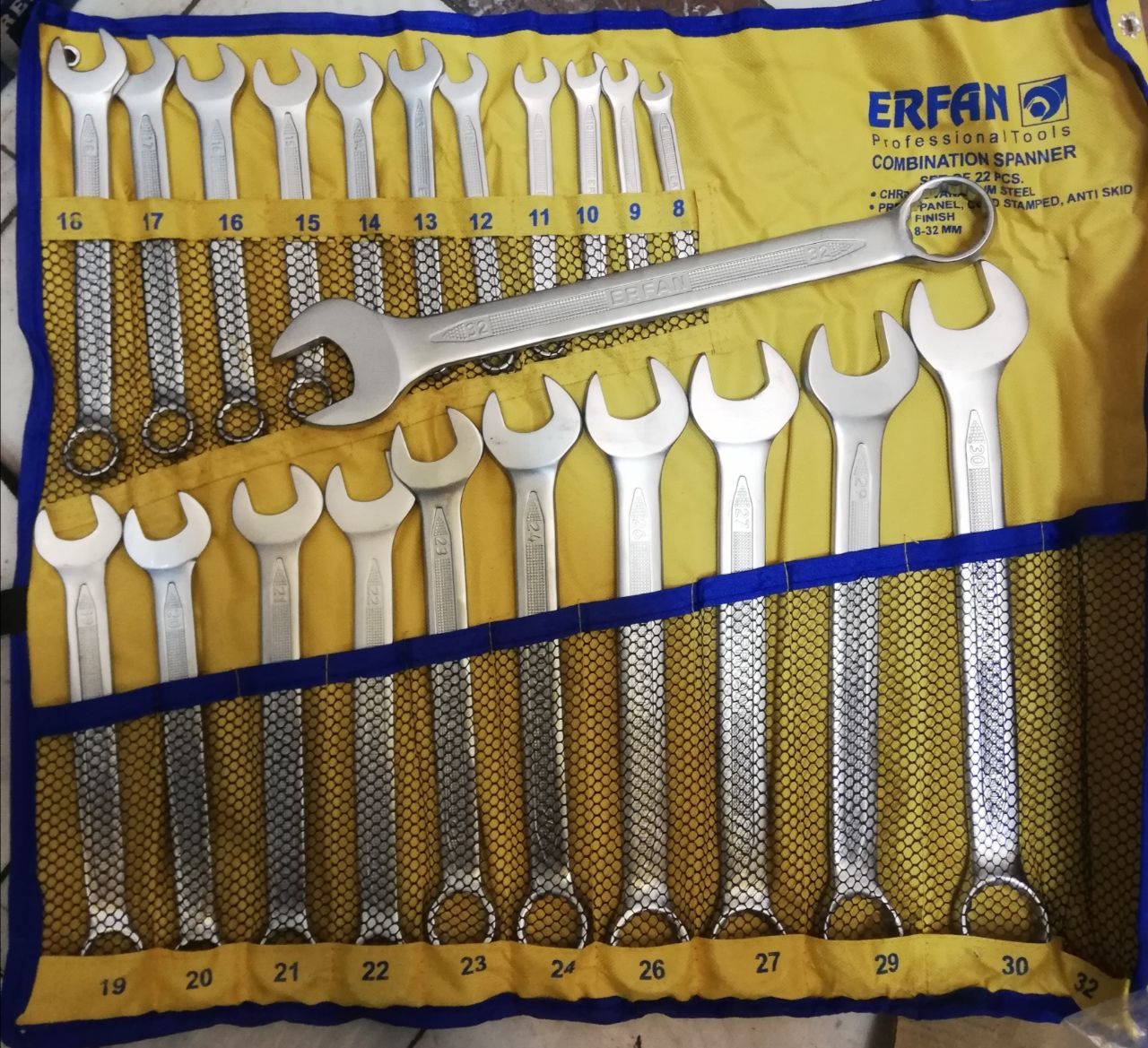  آچار یکسررینگ 22 عددی کیفی ERFAN