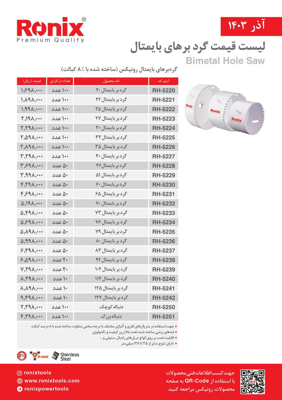 لیست قیمت آذر 1403