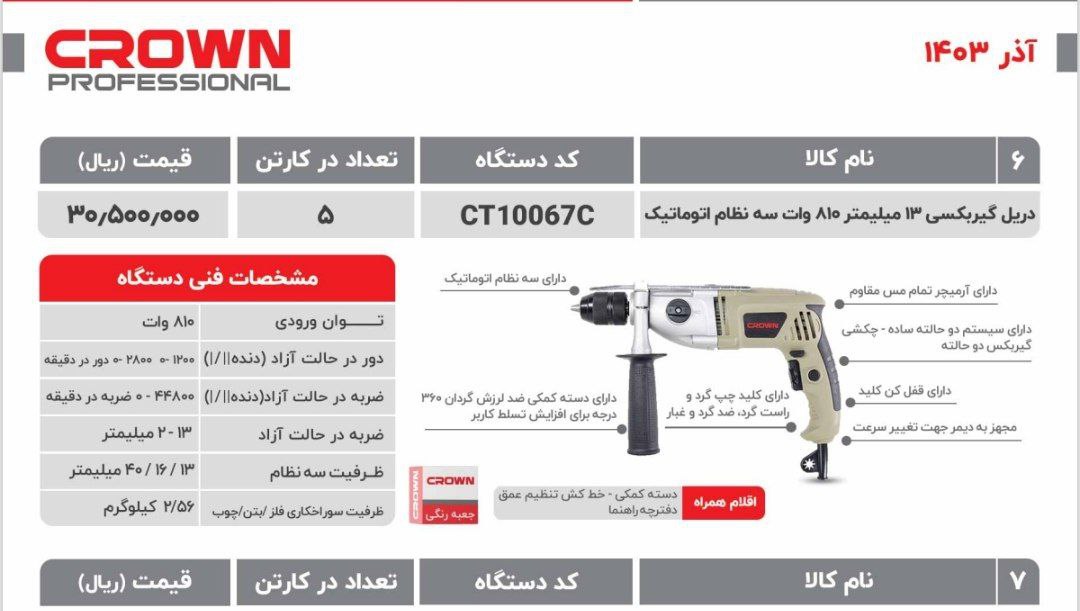 دریل ۸۱۰ وات گیربکسی کرون