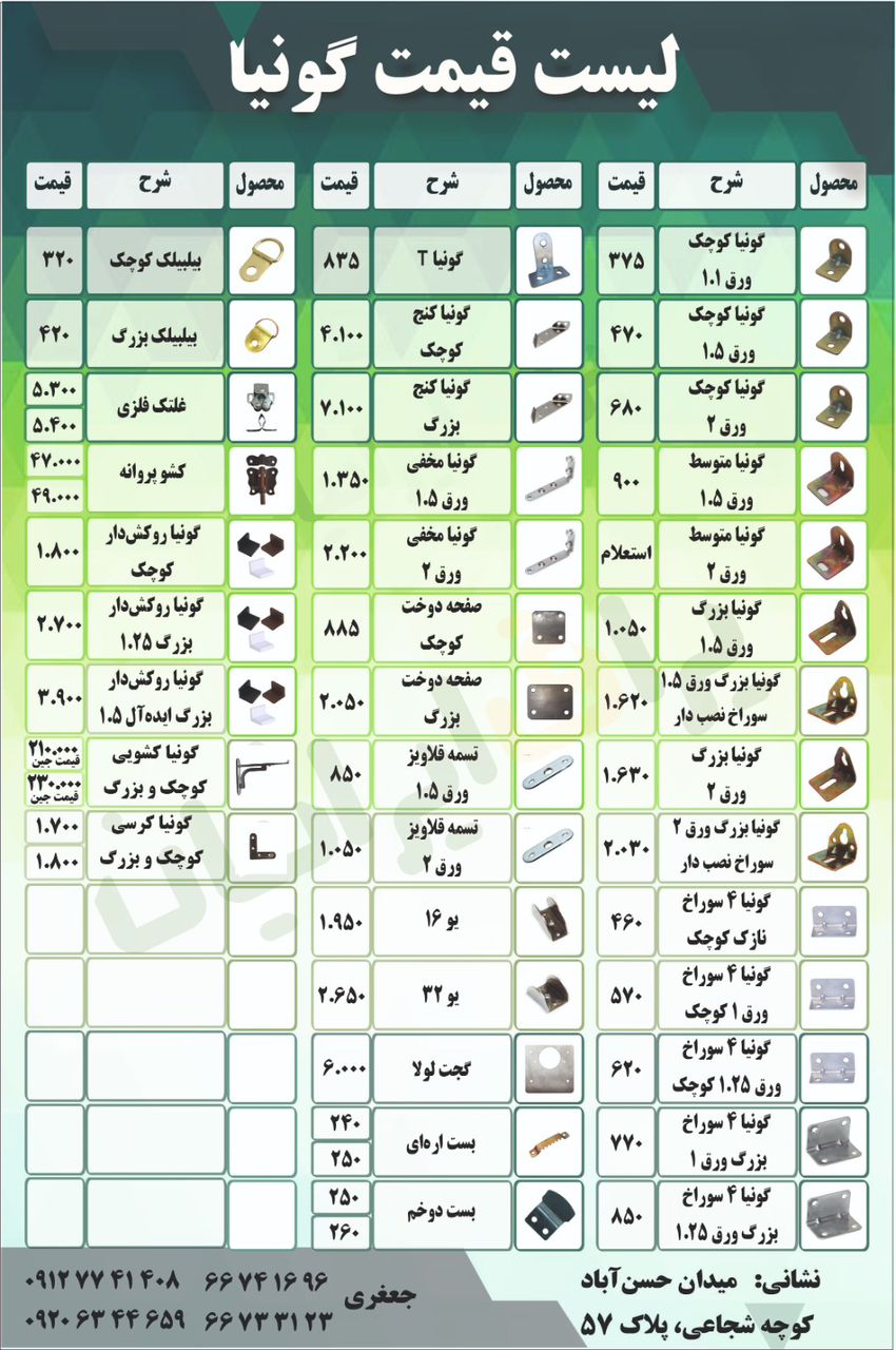 تولید و پخش گونیا کابینتی 