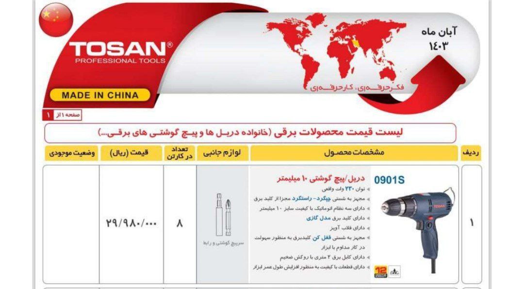 پیچگوشتی برقی ۲۳۰وات  توسن 