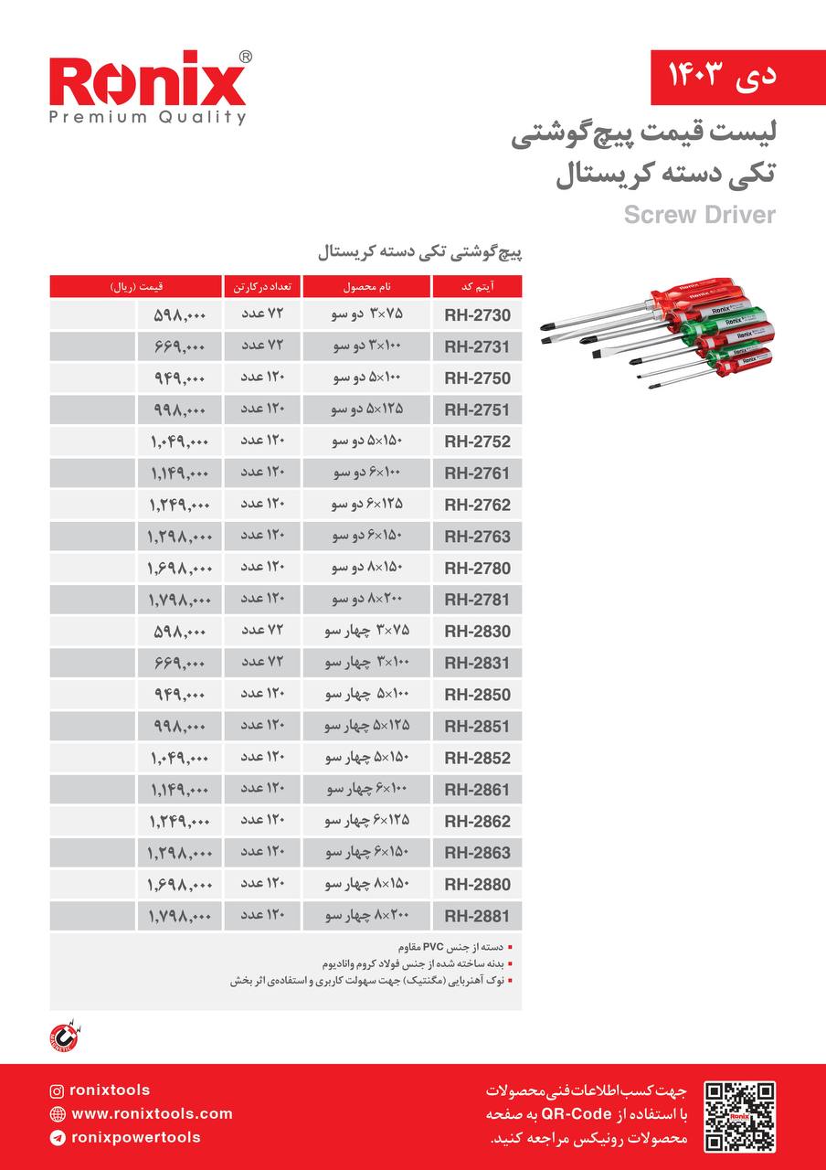 لیست قیمت دی 1403