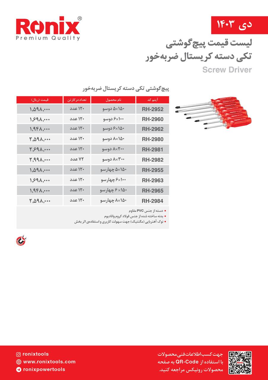 لیست قیمت دی 1403