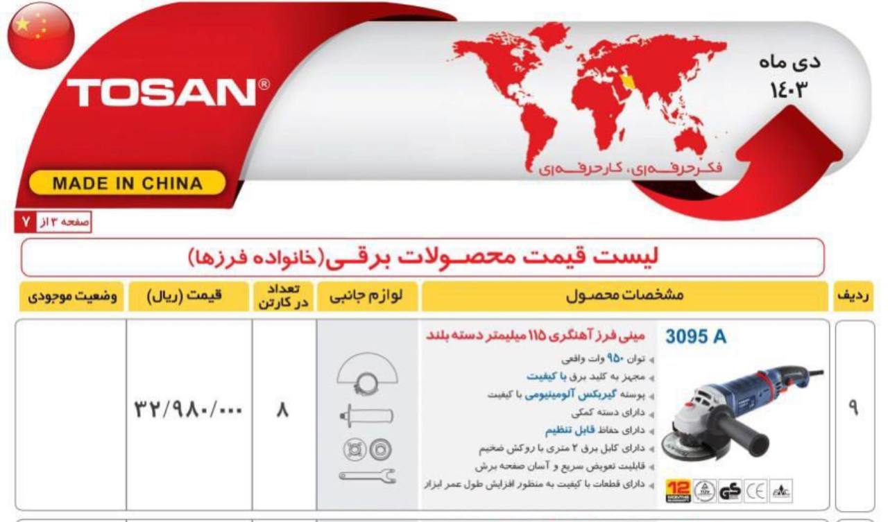 مینی فرز ۳۰۹۵توسن 
