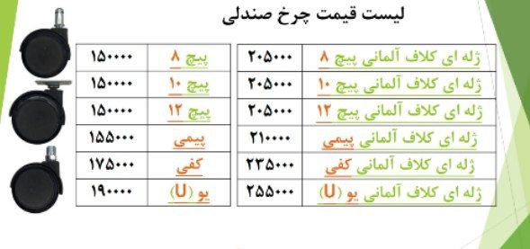 ⭕️لیست قیمت چرخ دو قرقره ، چرخ صندلی 