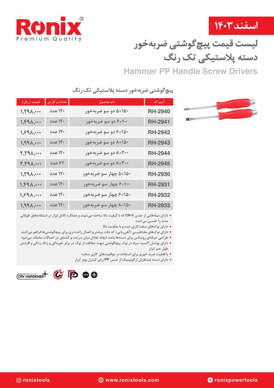 لیست قیمت اسفند 1403