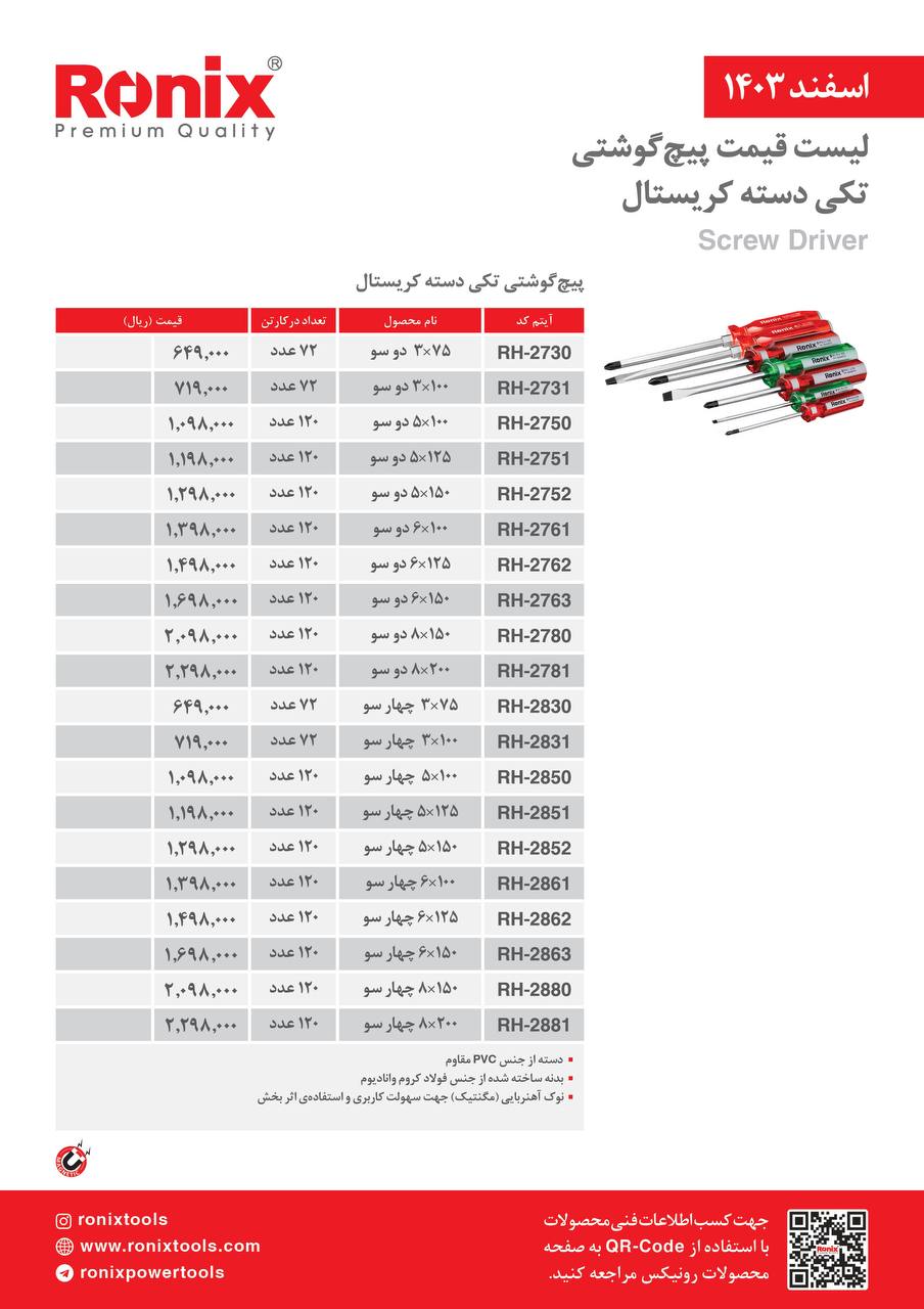 لیست قیمت اسفند 1403