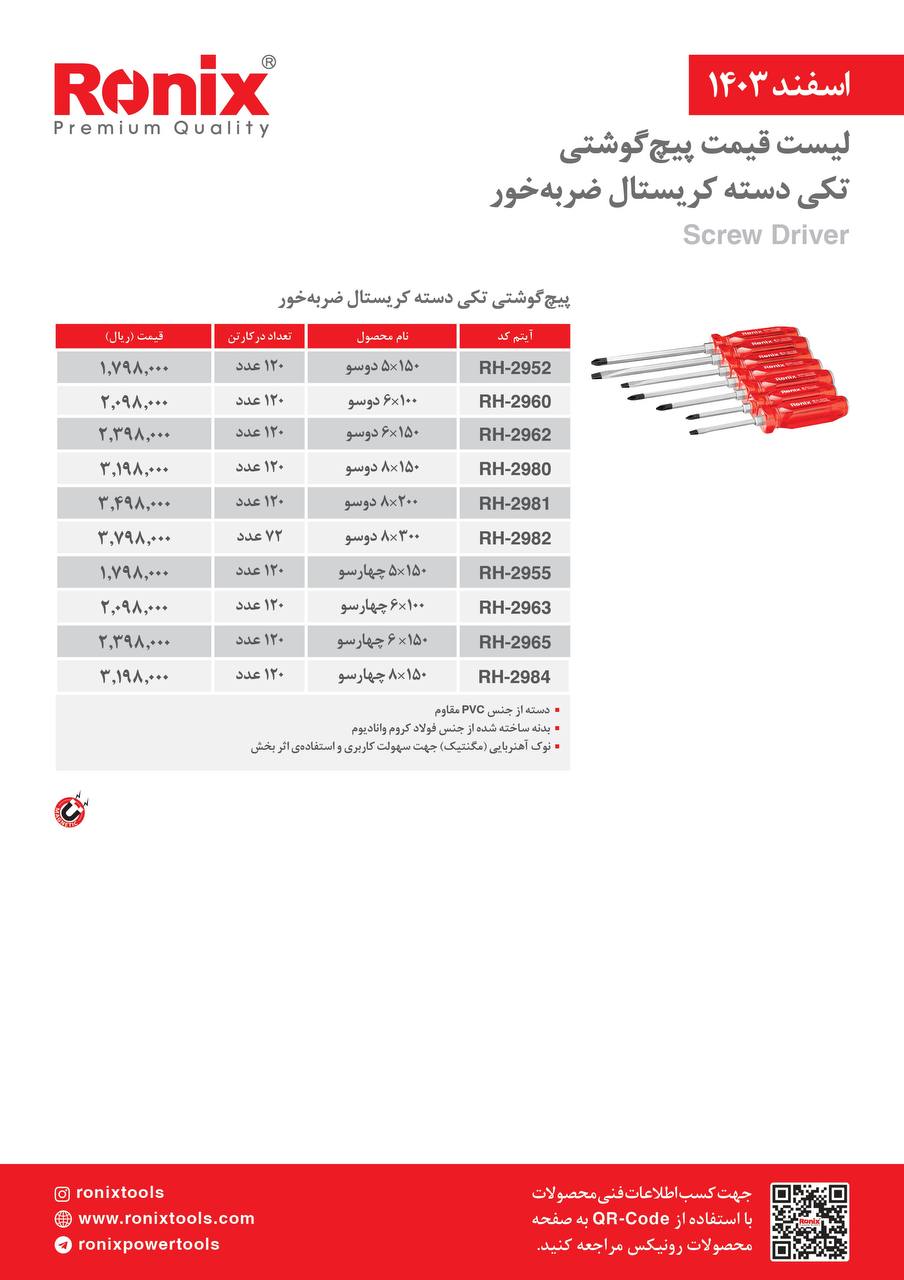 لیست قیمت اسفند 1403