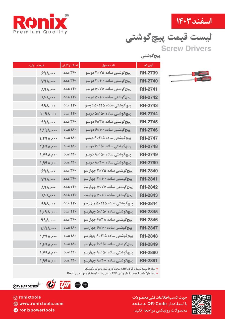 لیست قیمت اسفند 1403