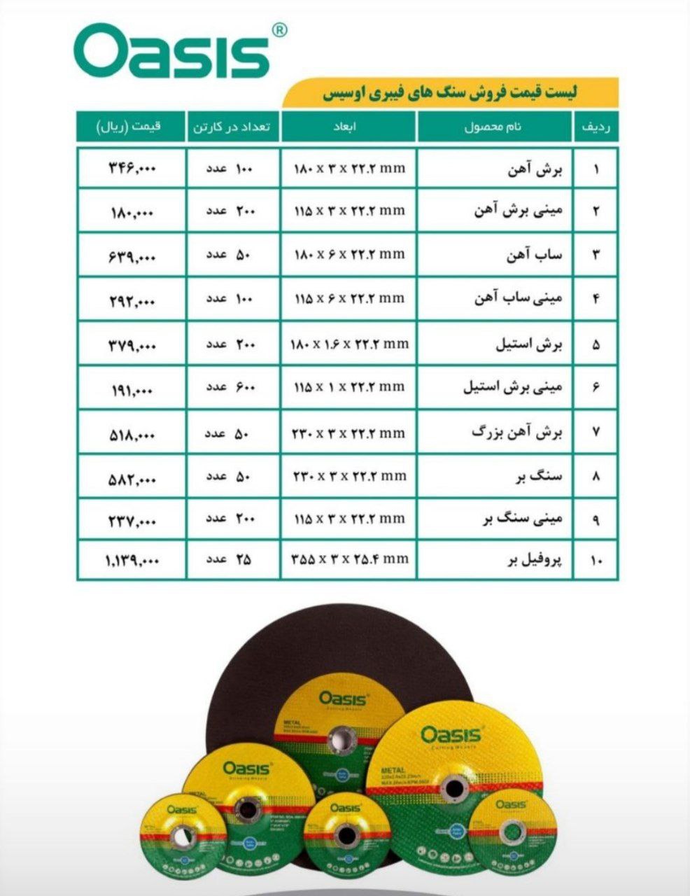لیست قیمت جدید محصولات اوسیس  