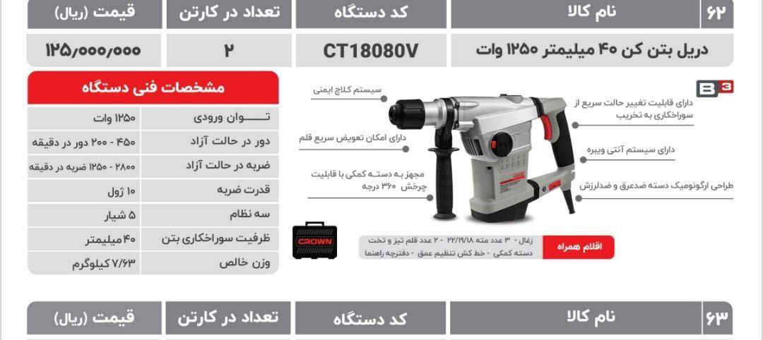 بتن کن ۱۲۵۰ وات کرون 