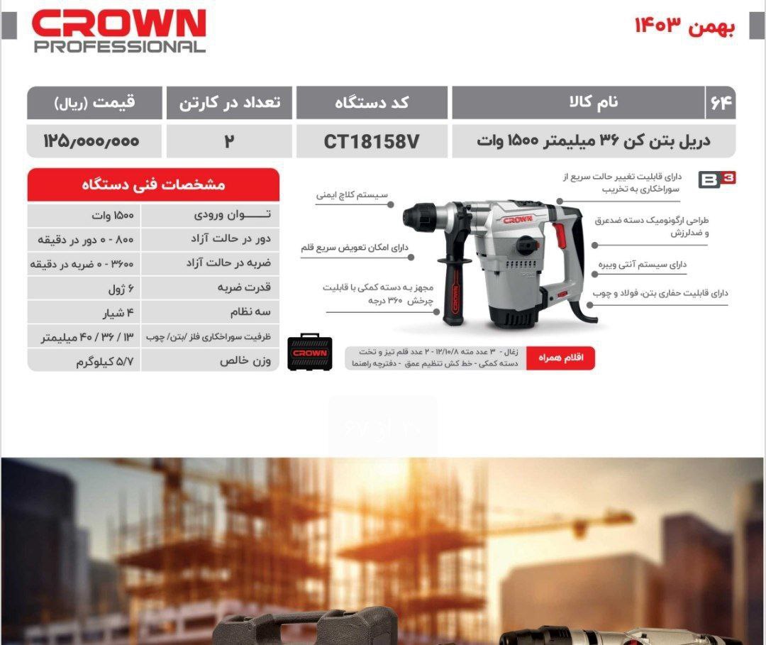 بتن کن ۱۵۰۰وات  کرون 