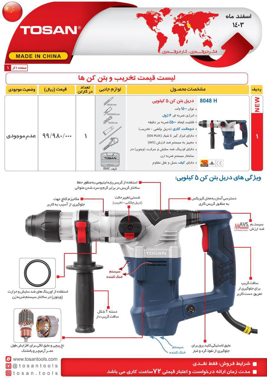 دریل بتن کن ۸۰۴۸توسن 