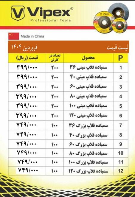 لیست قیمت سنباده فلاپی ویپکس
