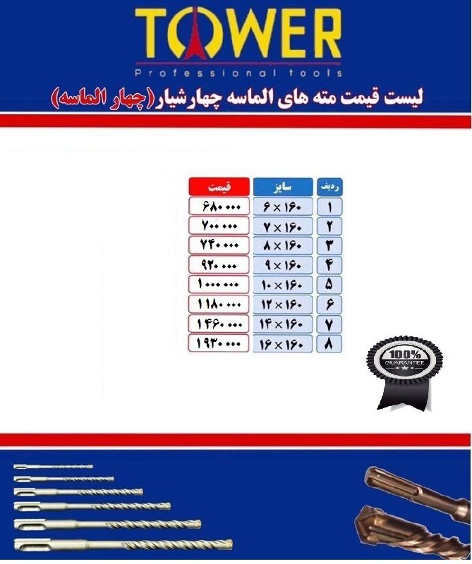 مته چهارشیار چهارالماسه ۱۶سانت مارک تاور