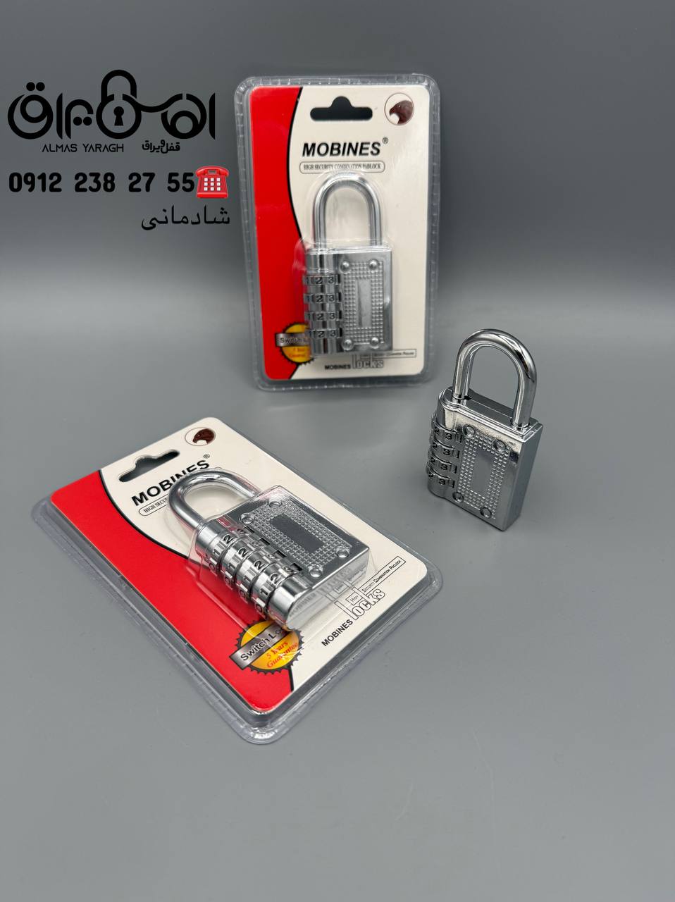  ⭐️قفل اویز رمزدار استیل سایز ۴۰ مبینس⭐️ کیفیت عالی،۴رمز-با ضمانت بسته بندی وکیوم کارتن:۱۲۰عدد قیمت 