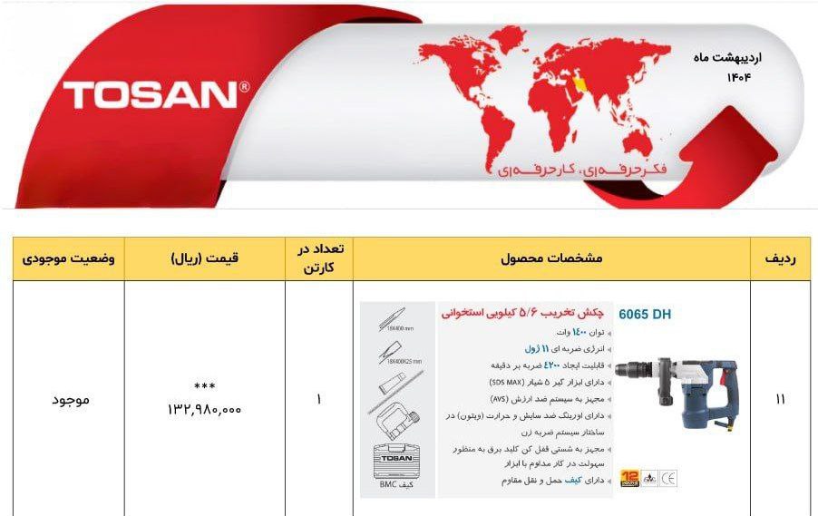 چکش تخریب ۶۰۰۵ توسن 