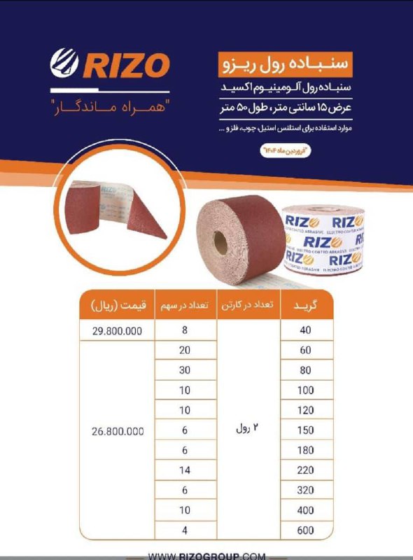 � سنباده رول ریزو – کیفیتی بی‌نظیر برای ساب عالی!