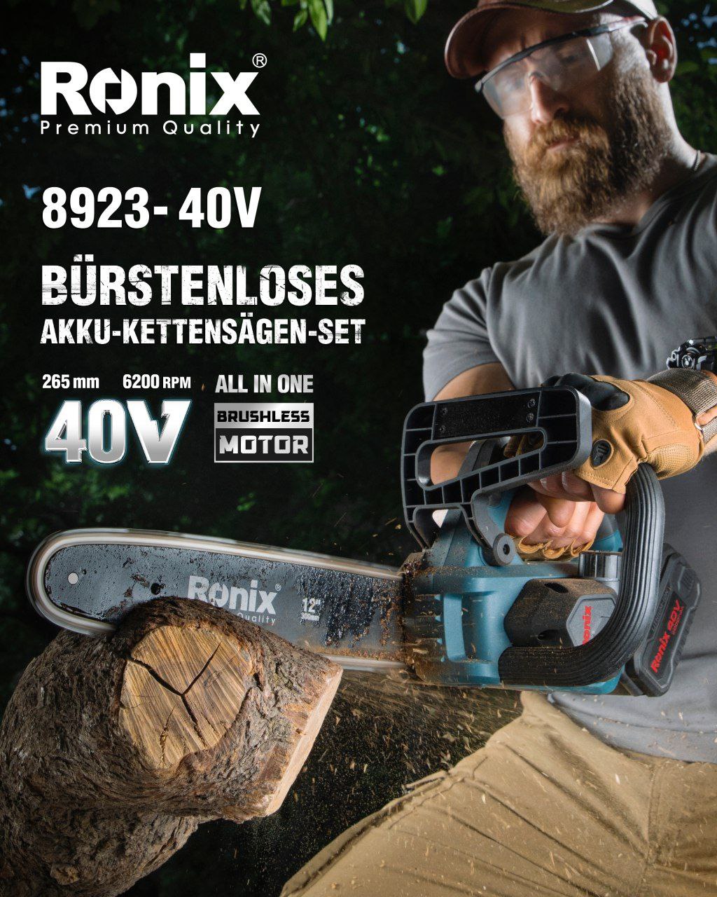 BÜRSTENLOSES AKKU-KETTENSÄGEN-SET 8923-40V