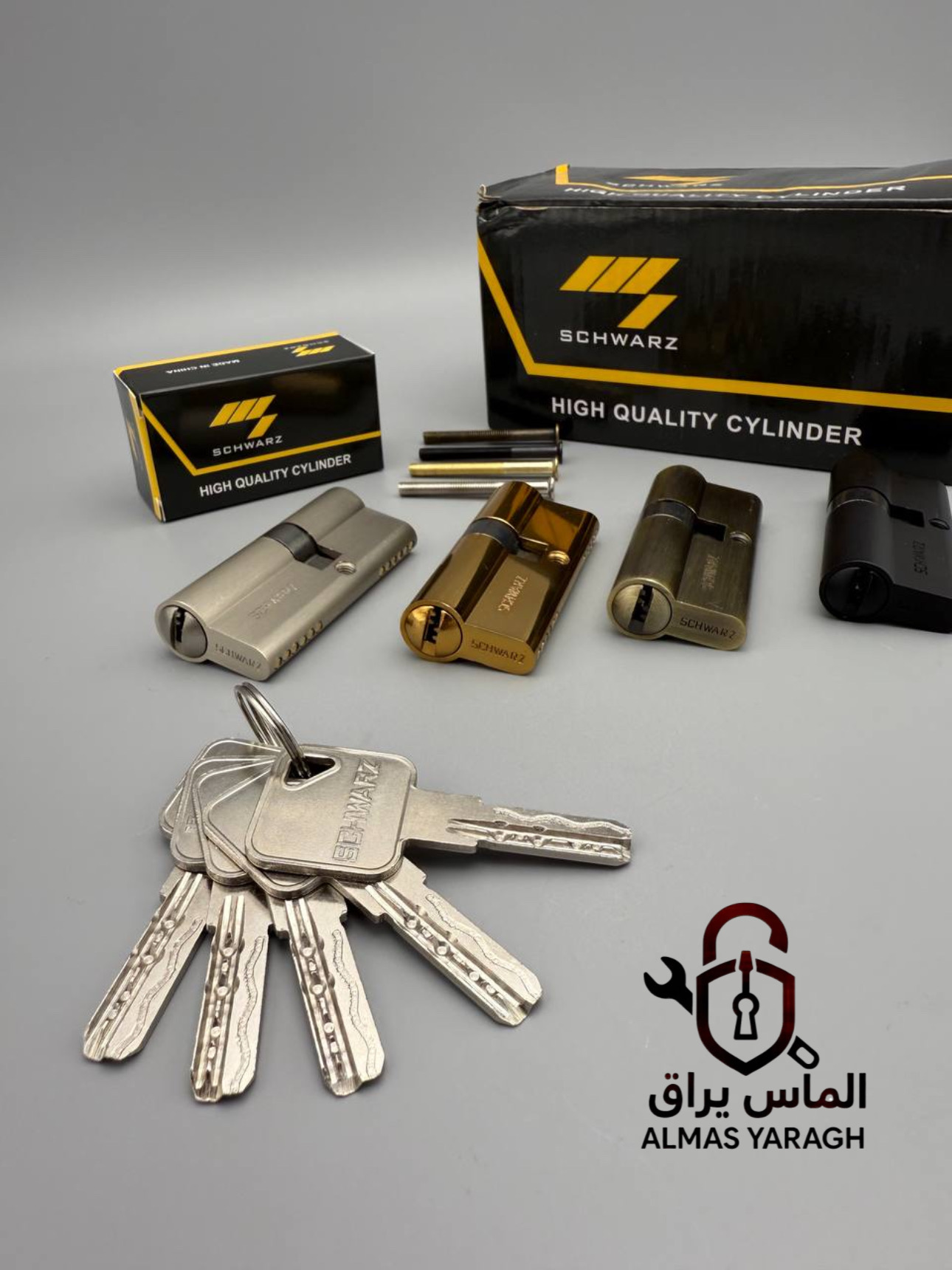  ⭐سیلندر کلید شیار ماری شوارز⭐ با کیفیت ترین سیلندر زینک در بازار ساتن-طلایی-مشکی-زیتونی قیمت دست او