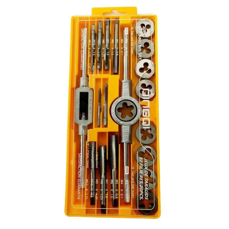  ست حدیده قلاویز 20 پارچه دینگی دارای 9 سایز حدیده دارای 8 سایز قلاویز از سایز 0.5 تا 1.75 میلی متر 