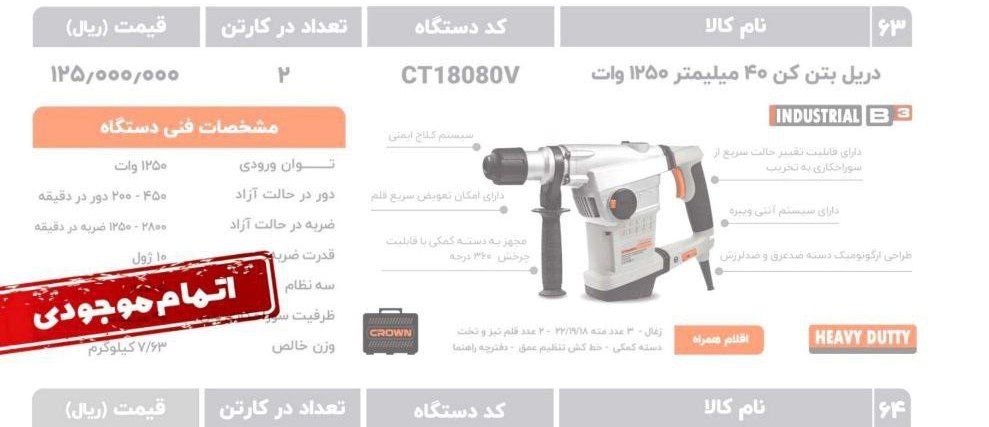 دریل بتن ۱۸۰۸۰کرون  