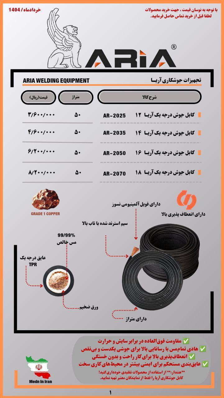 تولید و پخش کننده کابل جوشکاری و کانکتور جوشکاری ( آریا )