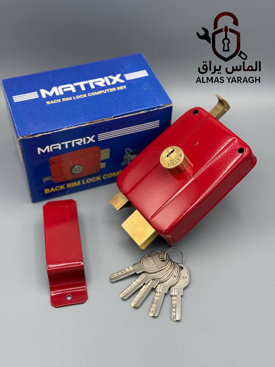  ⭐️قفل حیاطی تمام برنج طرح کالی ماتریکس⭐️ توپی کامل برنج-زبانه برنج-دسته برنج⭐️ ۵کلید برنجی(کامپیوتر