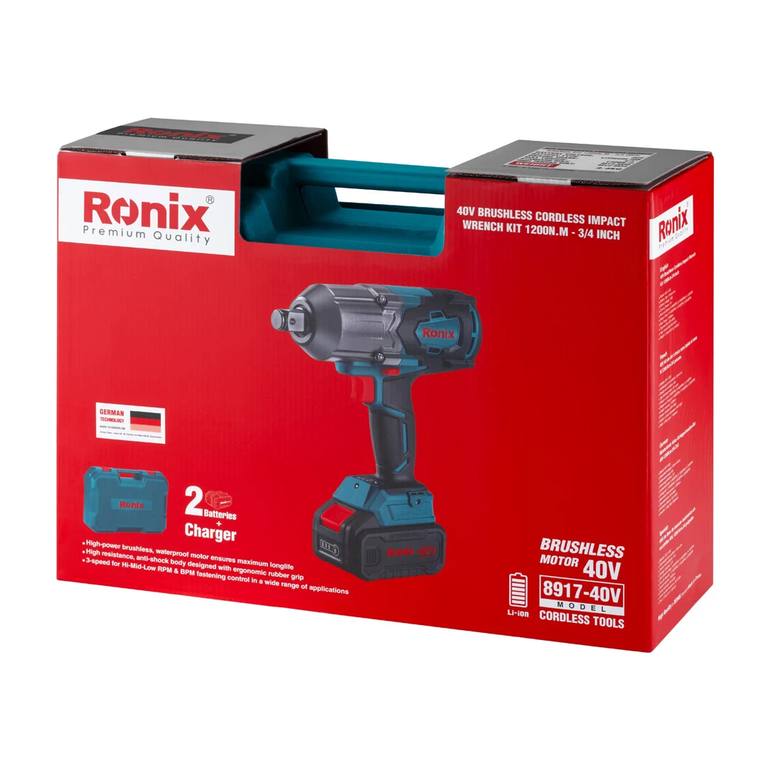 ⭕️کیت بکس شارژی براشلس 40 ولت درایو 3/4 اینچ 1200 نیوتن متر