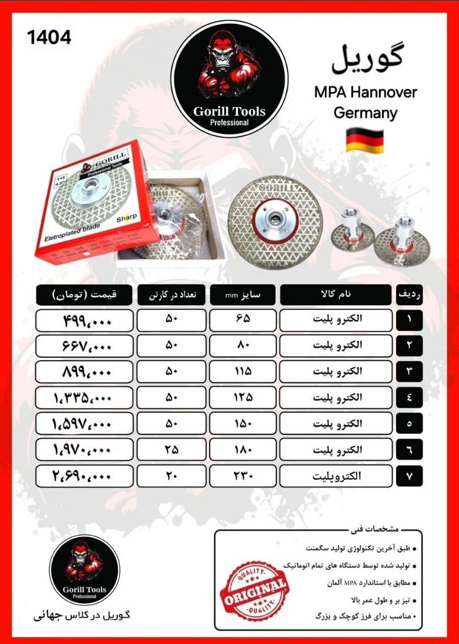 پخش الکتروپلیت ازسایز۶۵تا۲۳۰