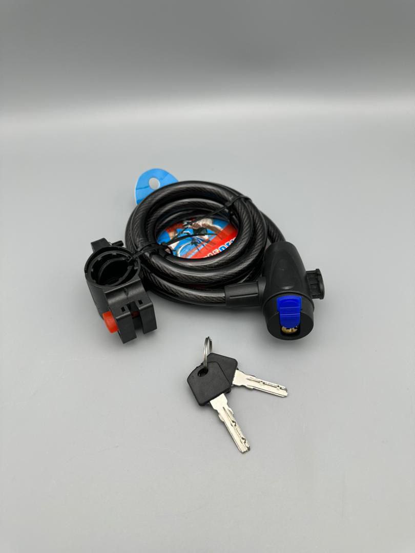  قفل دوچرخه شلنگی سایز 100=120=1/50 مغزی کامل برنجی دارای بست نگه دارنده قابل نصب کارتن 80 عددی _ _ 