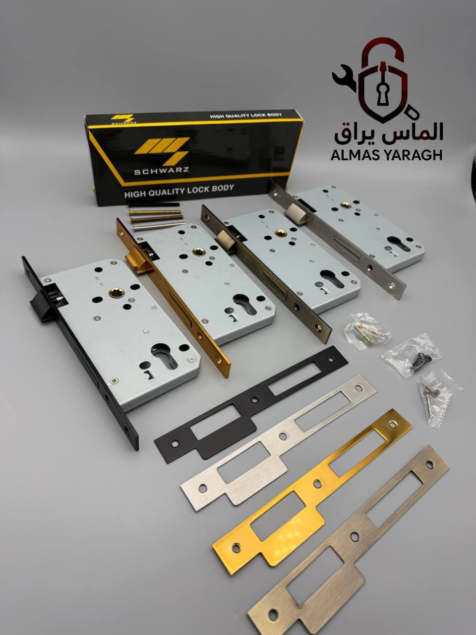 ⭐️قفل سوییچی۹سانت(فاصله ۶۰)شوارز⭐️ SCHWARZ جنس وارداتی سنگین-همراه با پیچ همرنگ ساتن-طلایی-مشکی-زیت