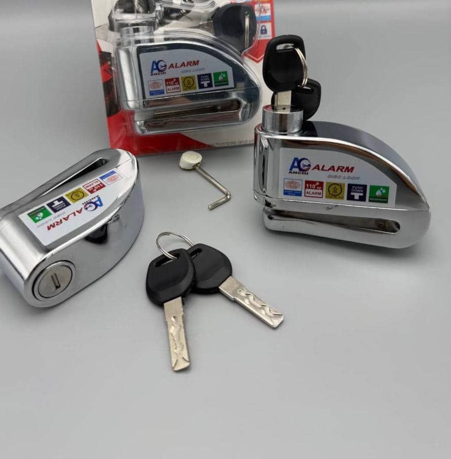  قفل دیسک ضد اسید آژیر دار AC کلید شیار ماری بدنه تمام فولادی مناسب برای تمامی موتور ها کارتن 25 عدد