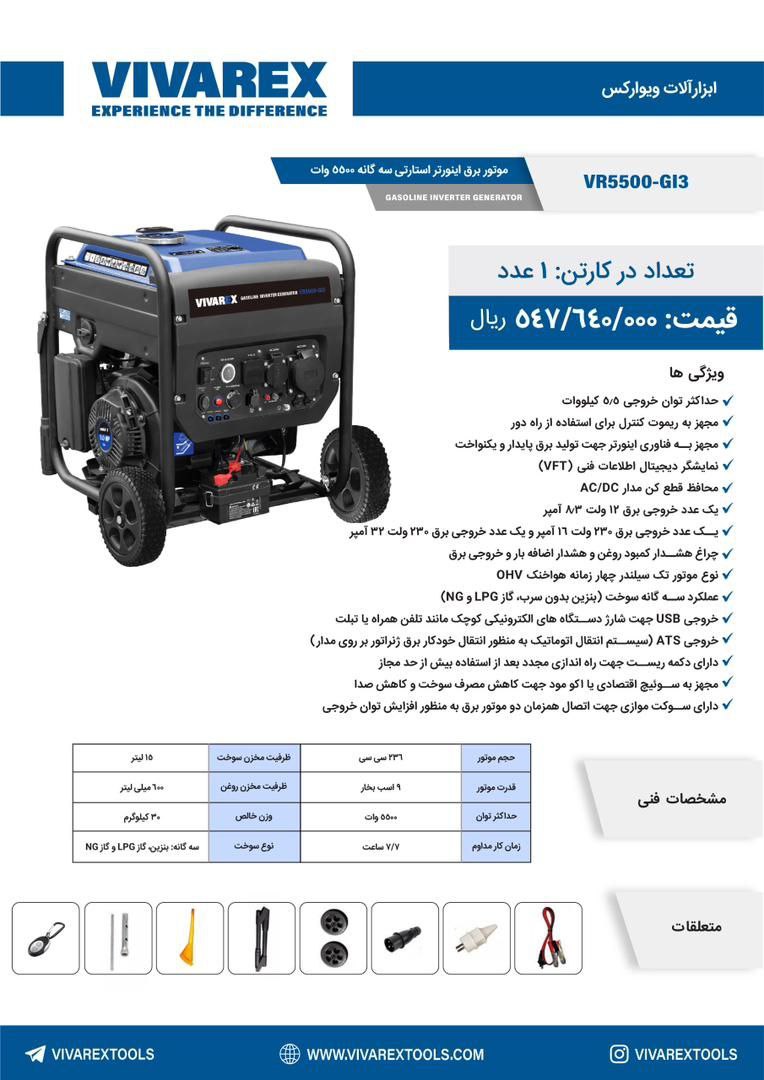 ارسال قیمت موتور برق ویوارکس