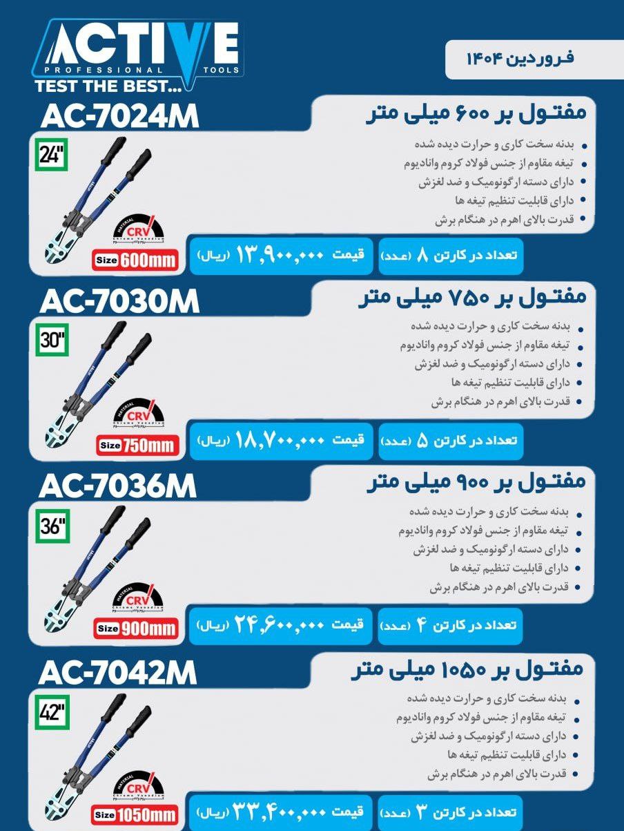 قیچی مفتول برهای اکتیو در تمامی سایزها موجود شد و آماده توزیع میباشد 