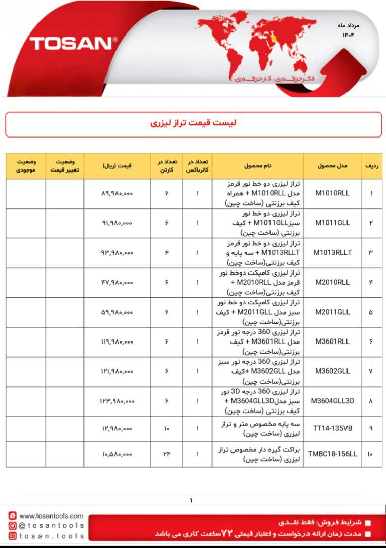 موجودی ترازلیزری توسن 