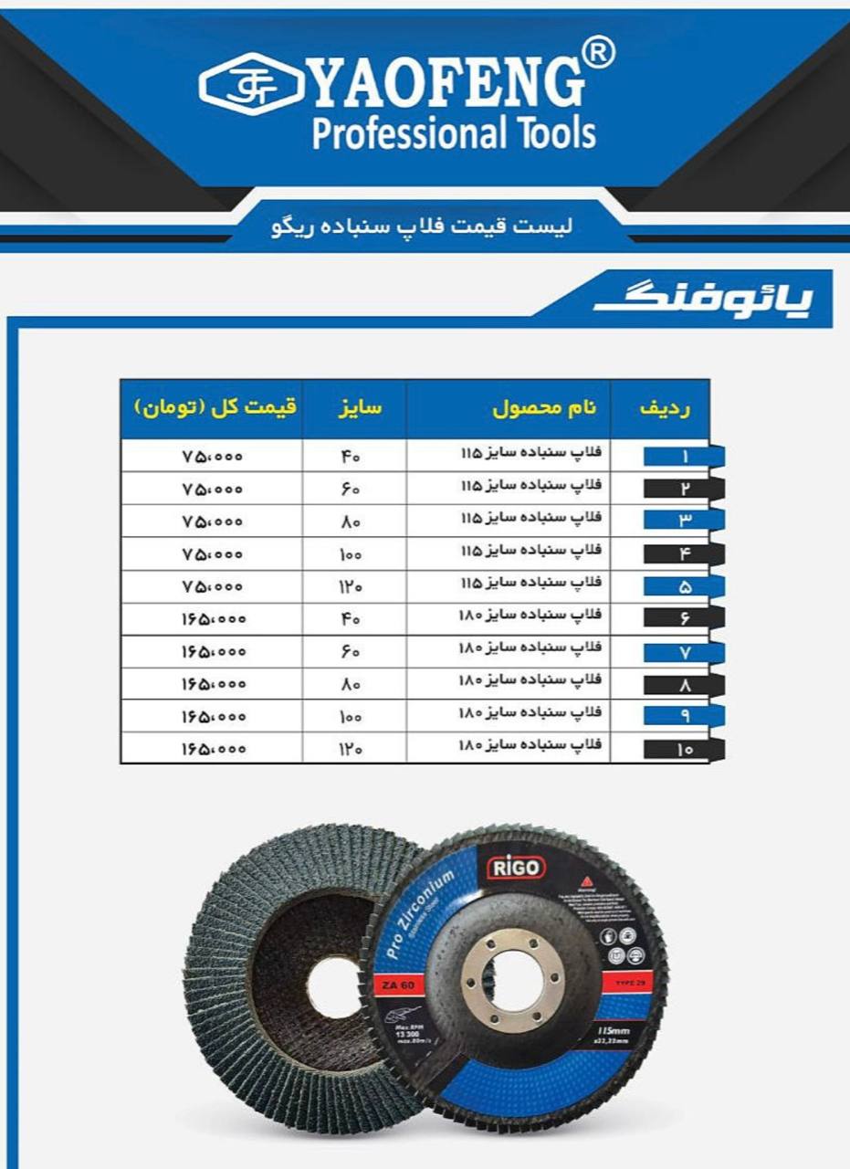 لیست فلاپ سنباده ریگو