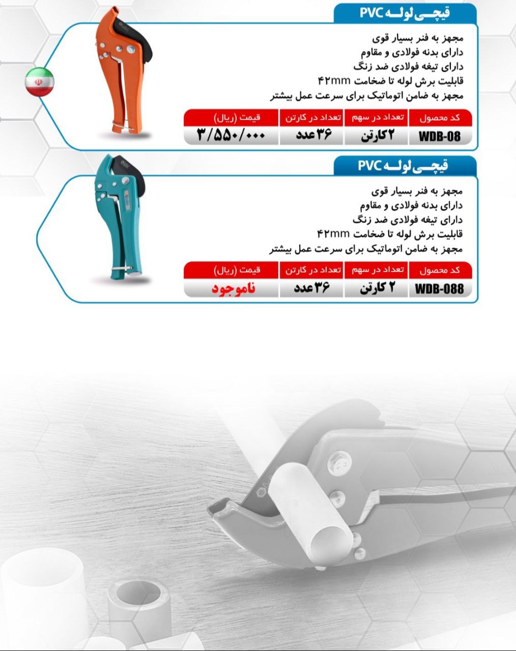 قیچی لوله سبز میکا ساخت ایران موجود میباشد 