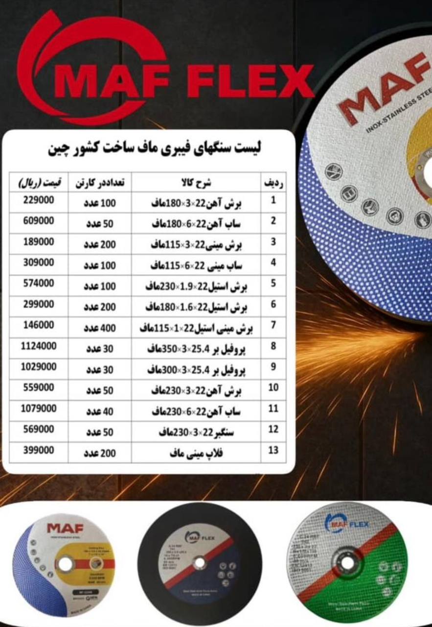 لیست قیمت سنگهای فیبری ماف 