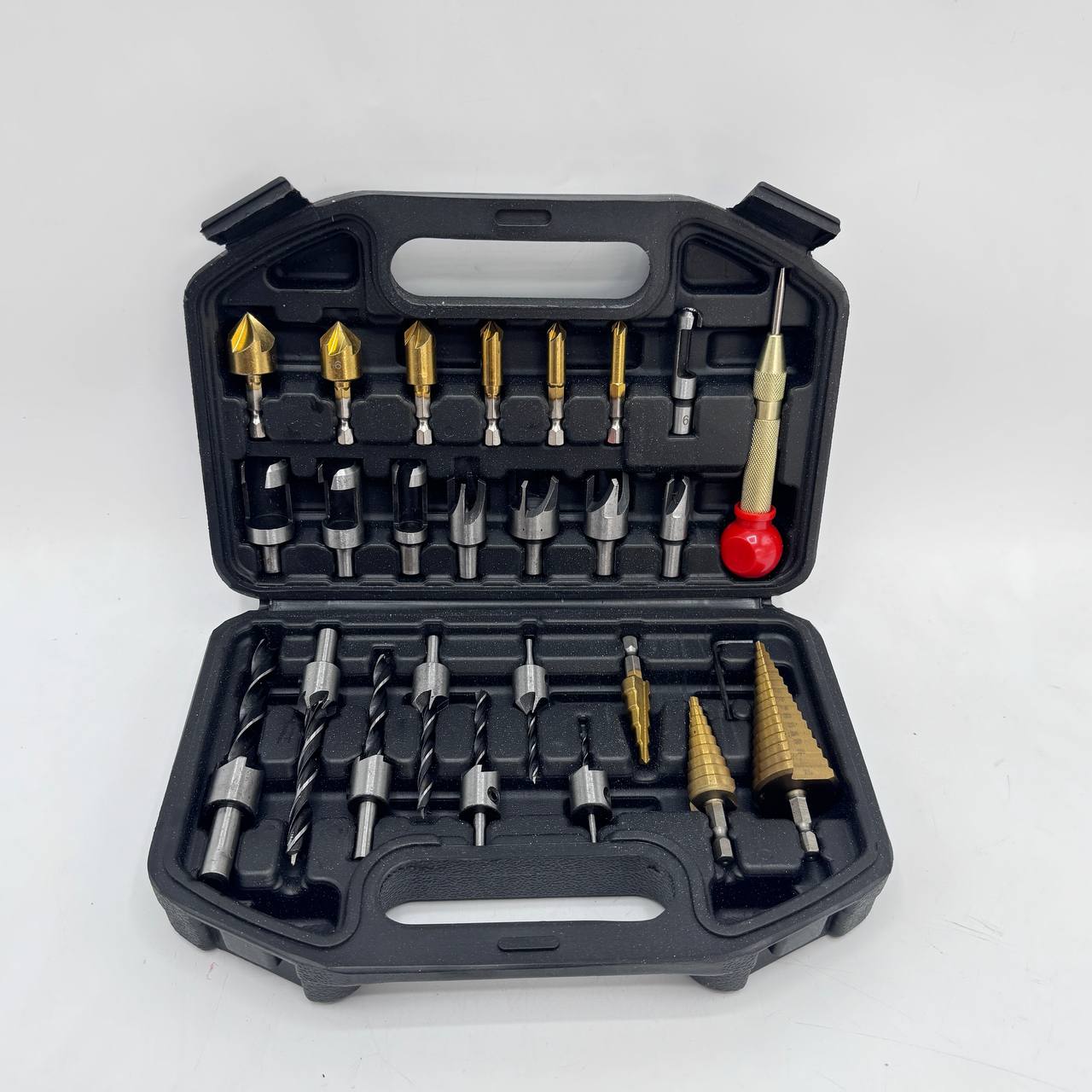 ⭐️ست ۲۶ عددی مته کاجی ،مته خزینه چوب،مته آهن،گازور چوب و دوبل زن چوب،به همراه سنبه نشون اوتومات