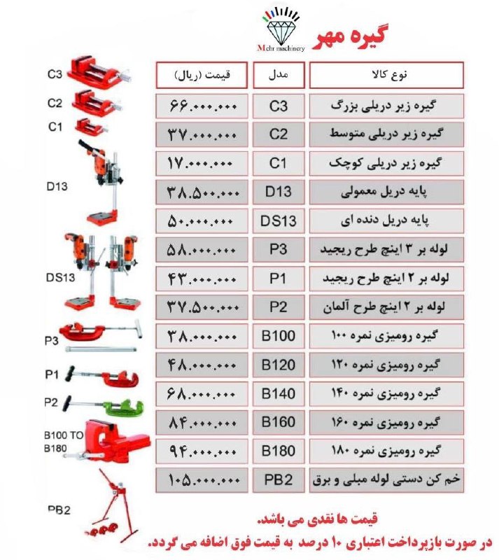 لیست محصولات ماشین سازی مهر