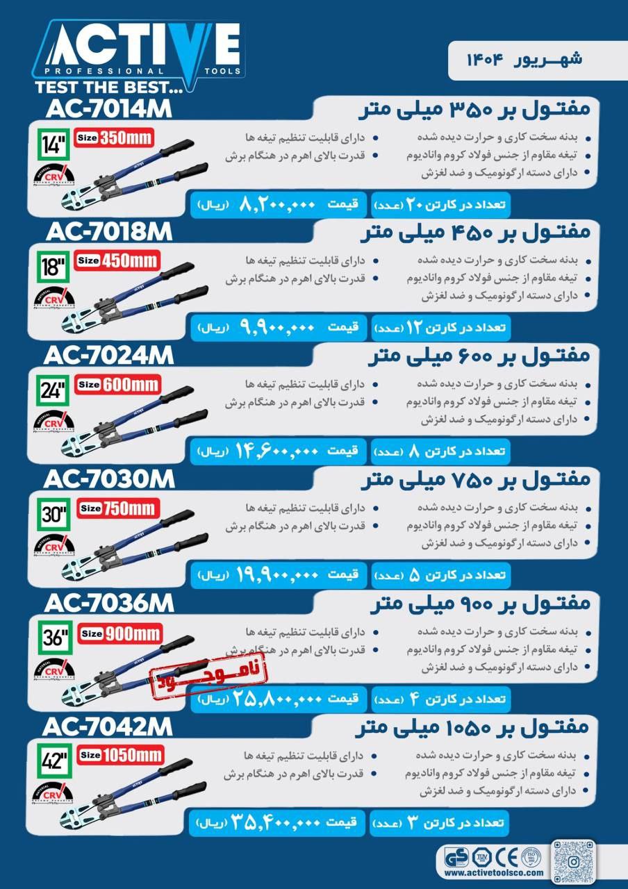 قیچی مفتول برهای اکتیو در تمامی سایزها موجود شد و آماده توزیع میباشد 